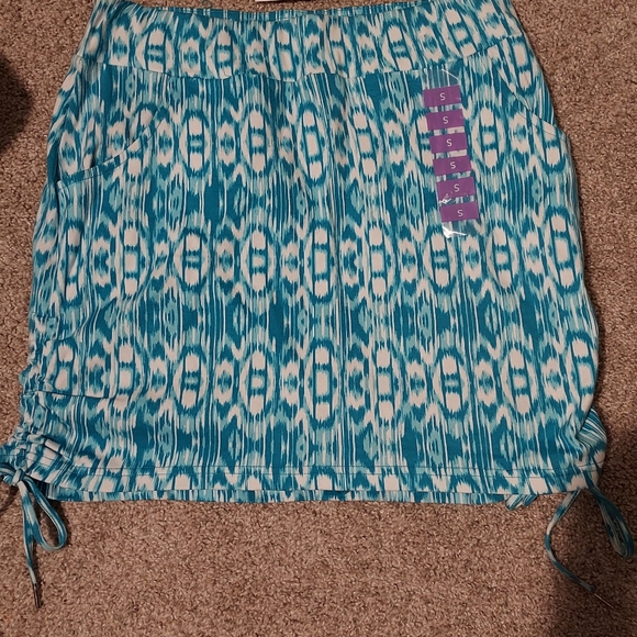 Jones NY Small Side Ruched Skort Turquoise Blue Pull On Tennis Pickleball Golf - Picture 2 of 11